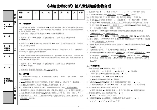 《动物生物化学》第八章核酸的生物合成试卷