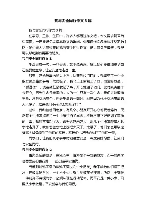我与安全同行作文3篇
