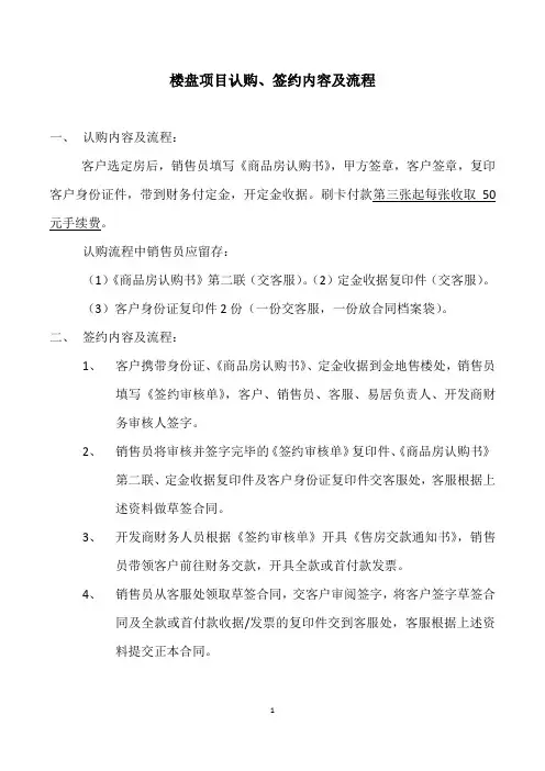 知名楼盘项目认购、签约流程