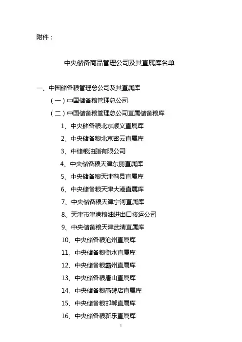 中储粮单位大全