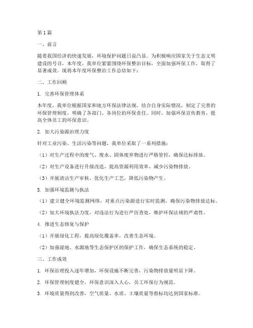 环保整治年度总结报告(3篇)