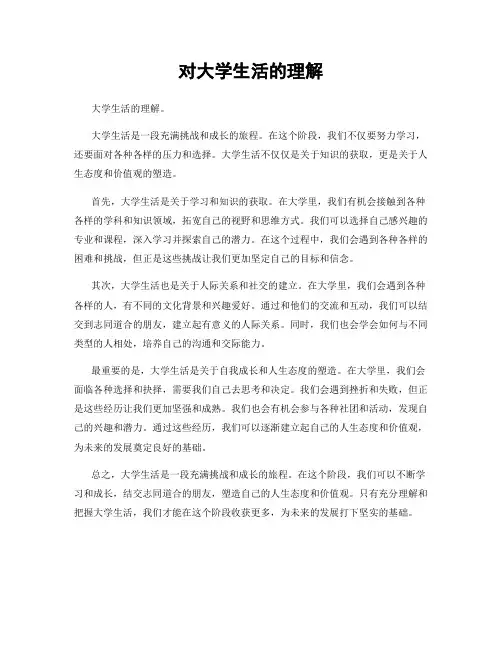 对大学生活的理解