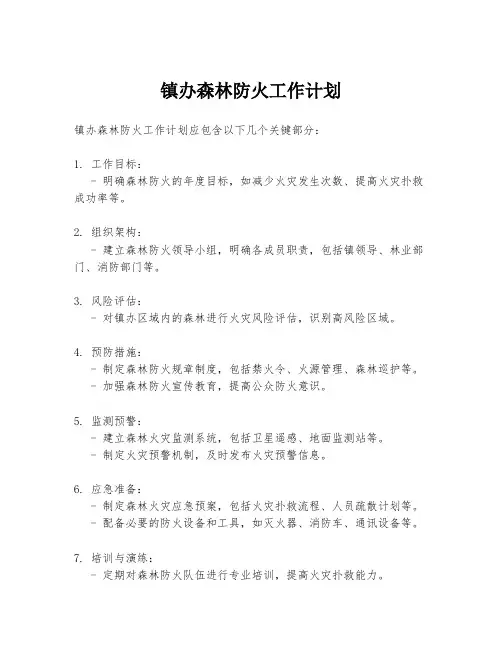 镇办森林防火工作计划