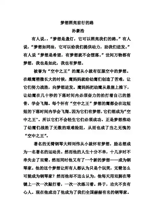 梦想照亮前行的路