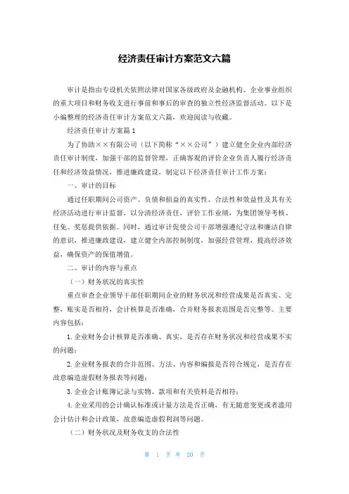 经济责任审计方案范文六篇
