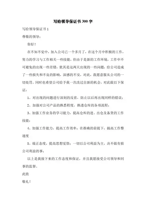 写给领导保证书300字