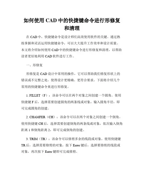 如何使用CAD中的快捷键命令进行形修复和清理