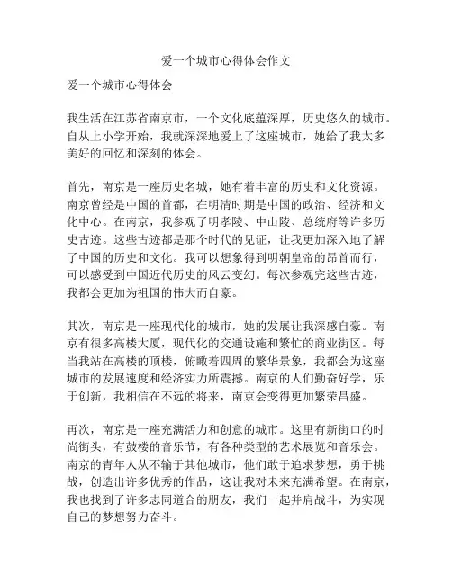 爱一个城市心得体会作文