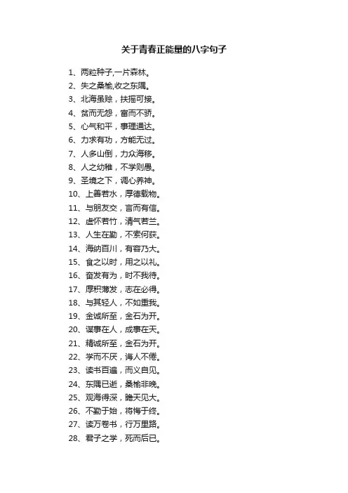 关于青春正能量的八字句子