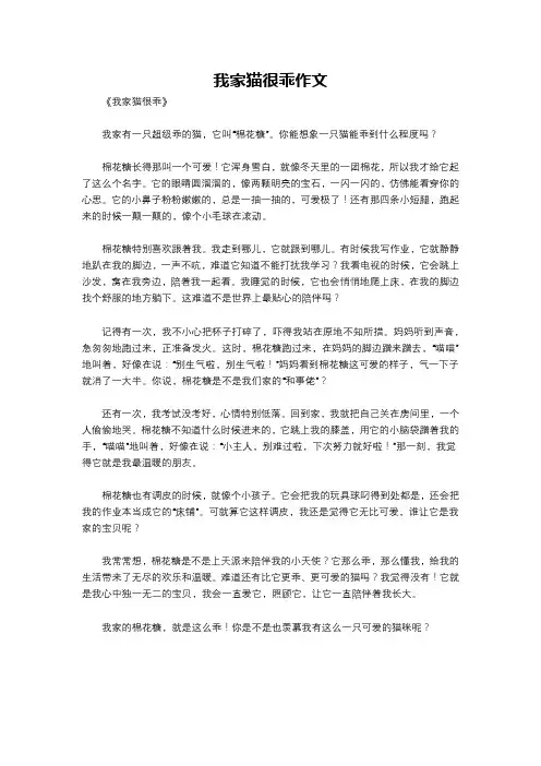 我家猫很乖作文