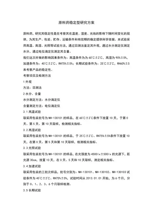 原料药稳定性研究方案报告
