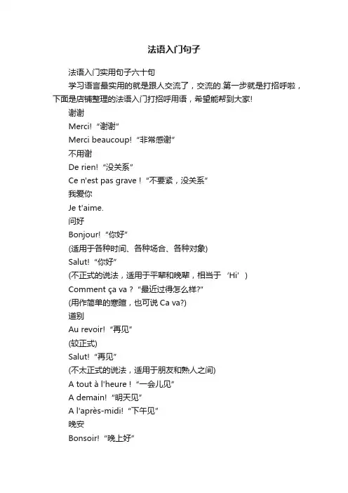 法语入门句子