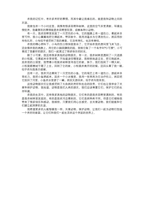 我和动物的友谊