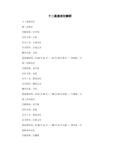 十二星座宫位解析