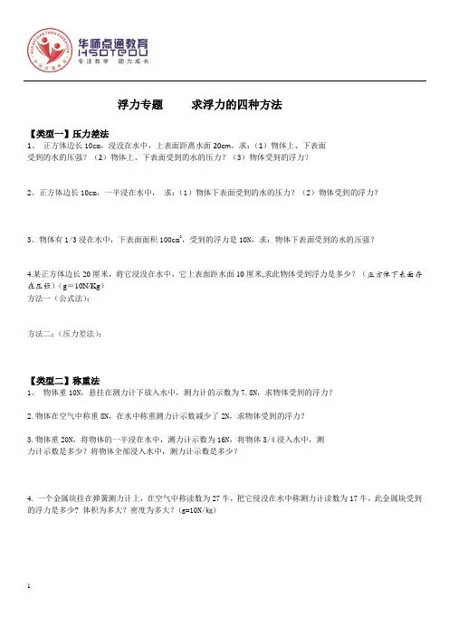 浮力四种方法专题练习