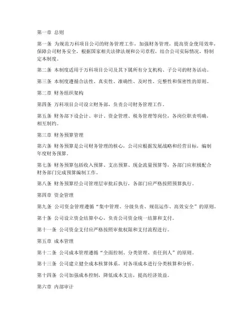 万科项目公司财务管理制度