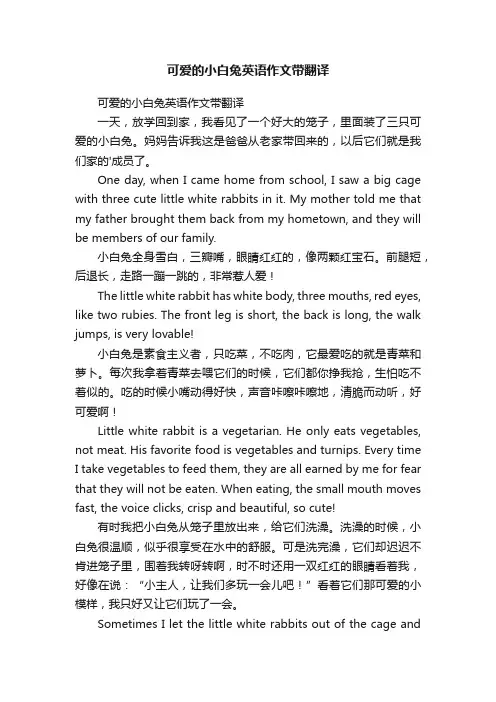 可爱的小白兔英语作文带翻译