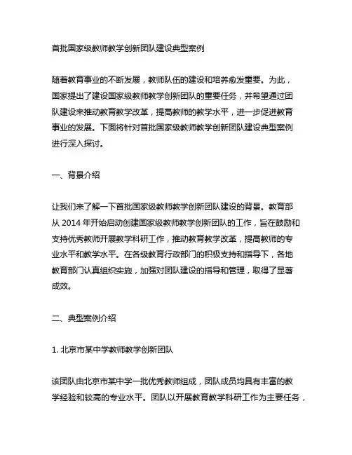 首批国家级教师教学创新团队建设典型案例