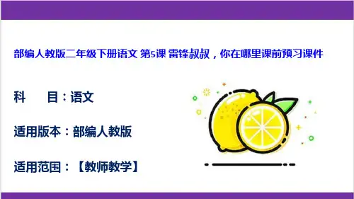部编人教版二年级下册语文 第5课 雷锋叔叔,你在哪里课前预习课件