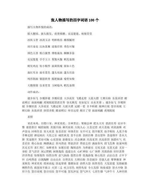 张人物描写的四字词语100个