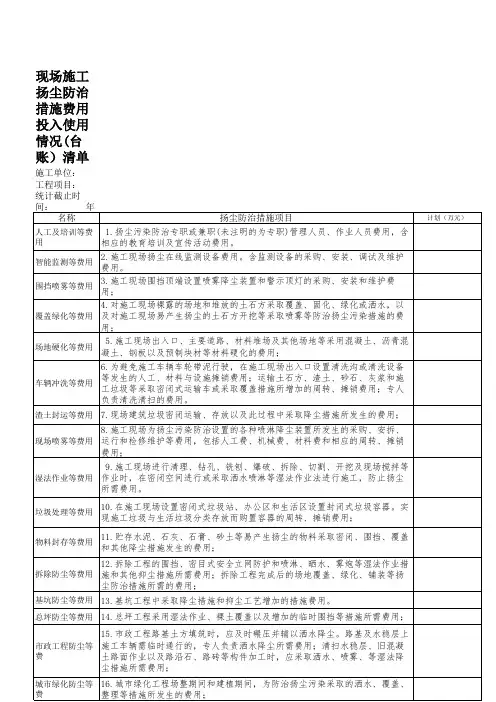 扬尘防治措施费用(计划或投入使用情况).docx