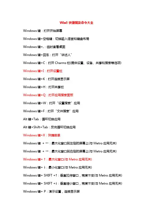 Win8_1快捷键及命令大全