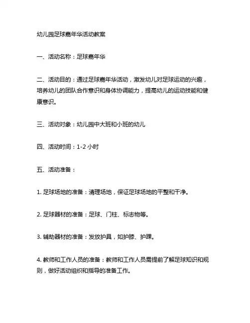 幼儿园足球嘉年华活动教案 幼儿园活动教案