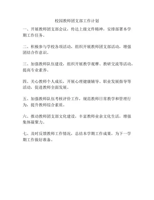 校园教师团支部工作计划