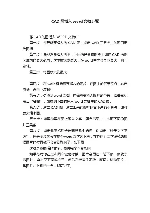 CAD图插入word文档步骤