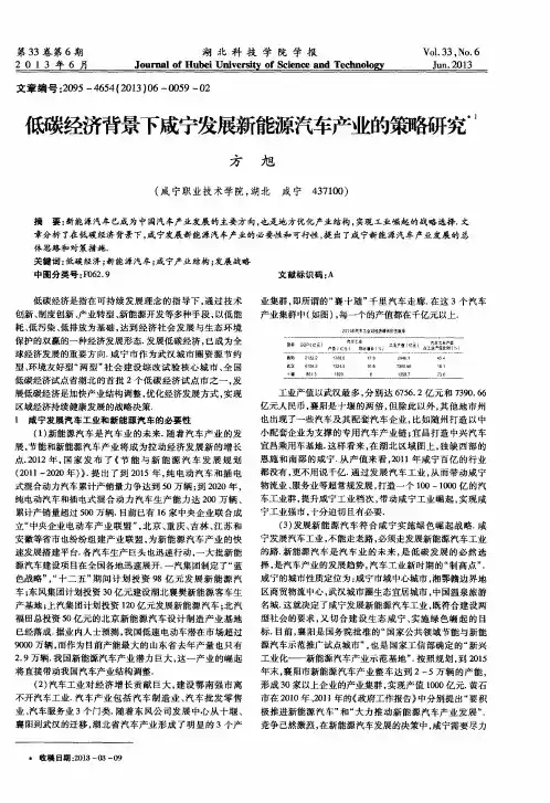 低碳经济背景下咸宁发展新能源汽车产业的策略研究