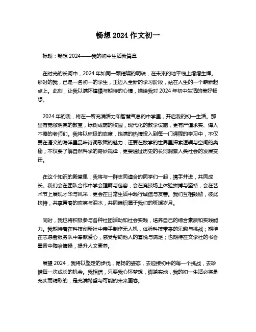 畅想2024作文初一