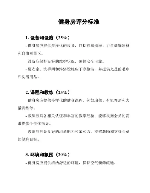 健身房评分标准