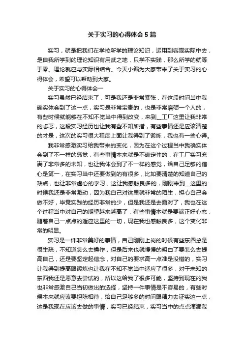 关于实习的心得体会5篇