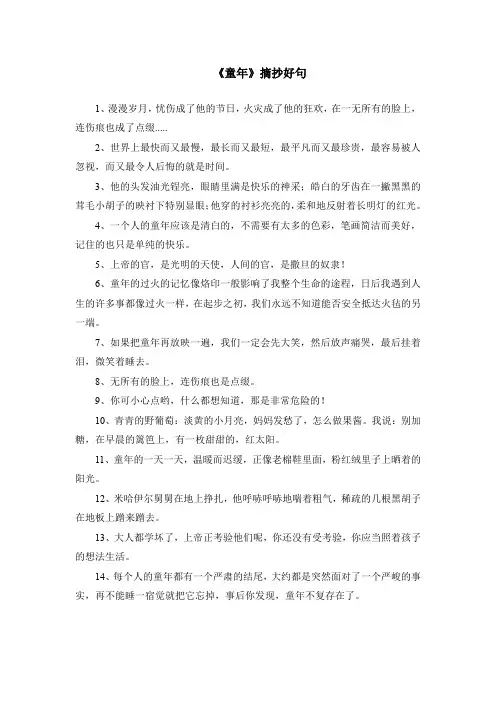 《童年》摘抄好句