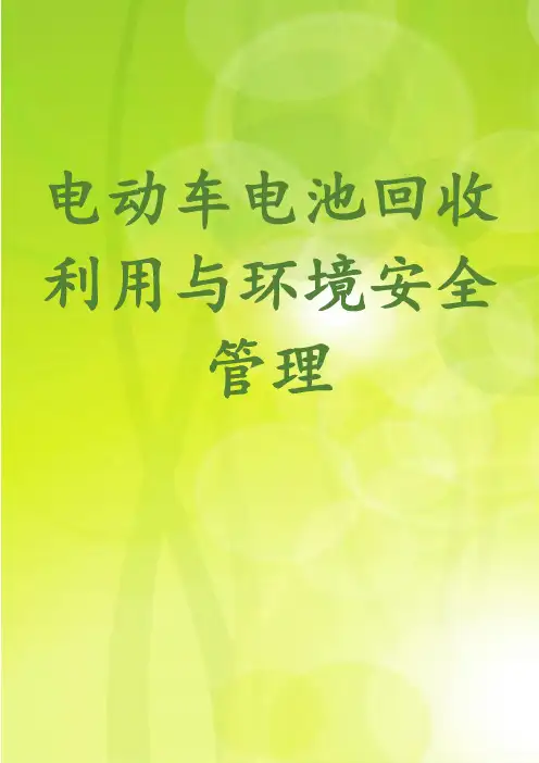电动车电池回收利用与环境安全管理
