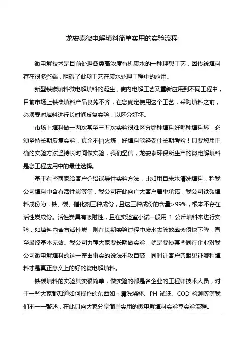 简单实用的微电解填料实验流程--龙安泰环保分享.doc