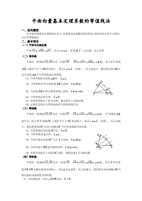平面向量基本定理系数的等值线法(答案)