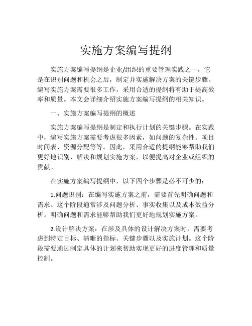 实施方案编写提纲