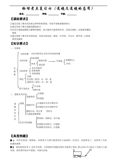 【最后一搏】2014年新课标中考物理最后冲刺考点专题练：透镜及透镜的应用