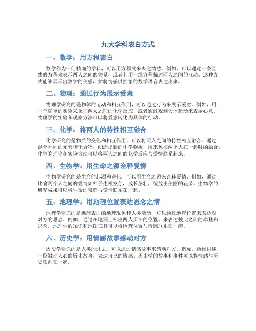 九大学科表白方式