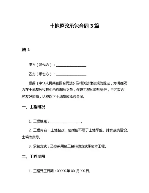 土地整改承包合同3篇