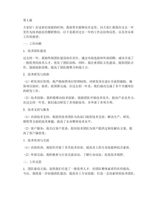 技术副总年终述职(3篇)