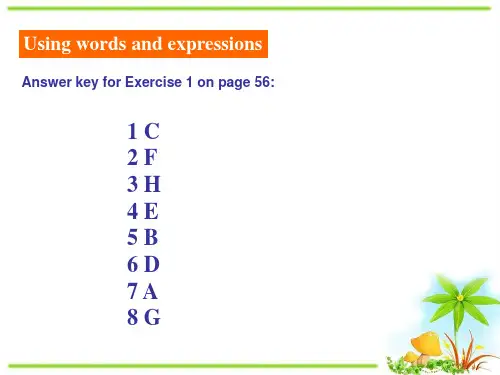 人教版高中英语必修四课件：Unit 3 Workbook(共15张PPT)
