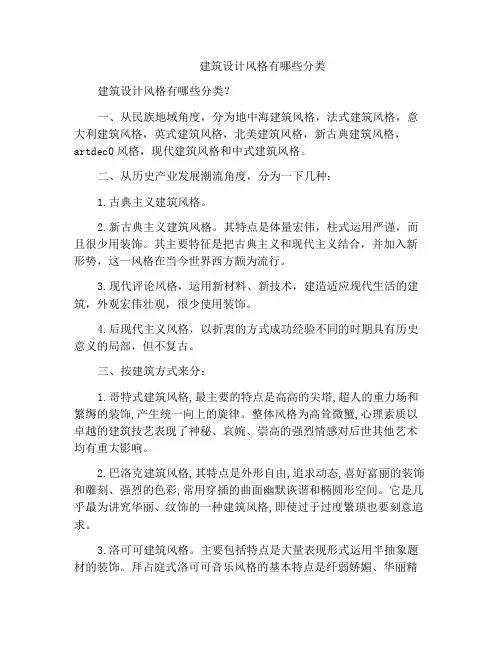 建筑设计风格有哪些分类