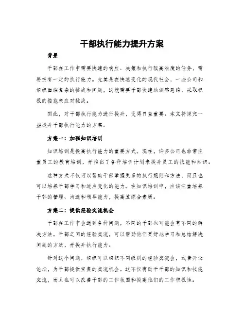 干部执行能力提升方案