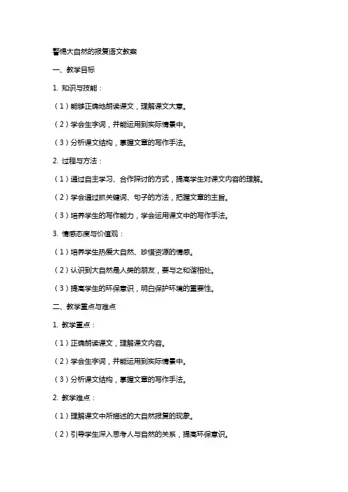 警惕大自然的报复语文教案