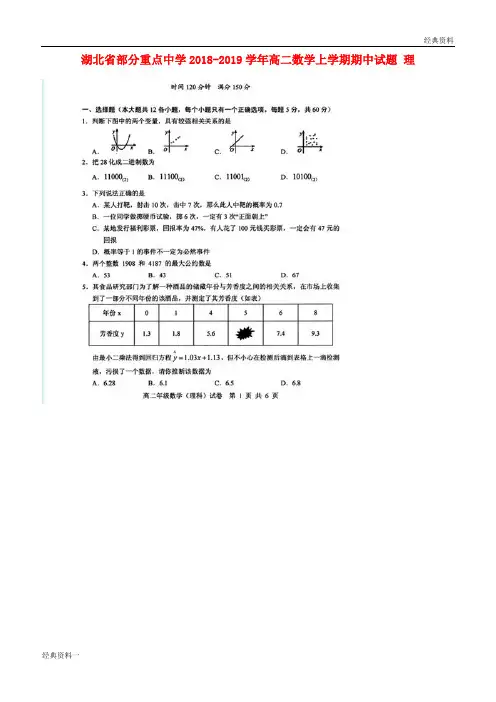 (精品)2018-2019学年高二数学上学期期中试题 理