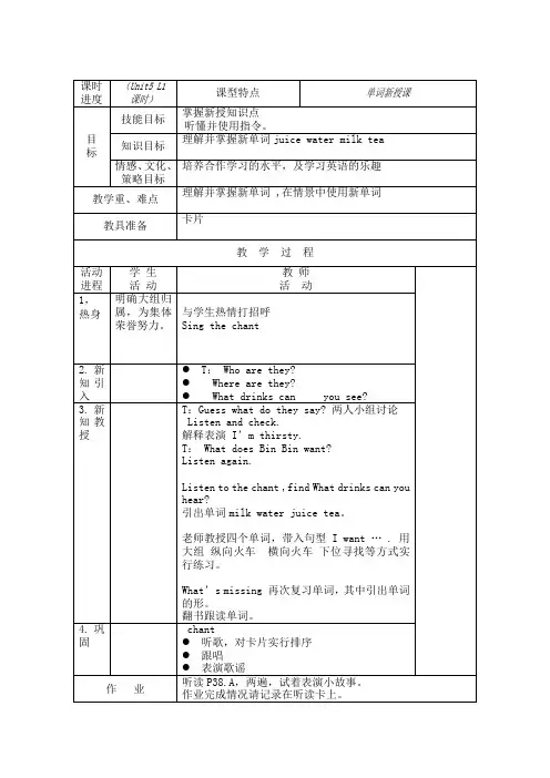 新人教版英语一年级起点下《Unit 5 Drink-lesson 1》优质课教学设计_11