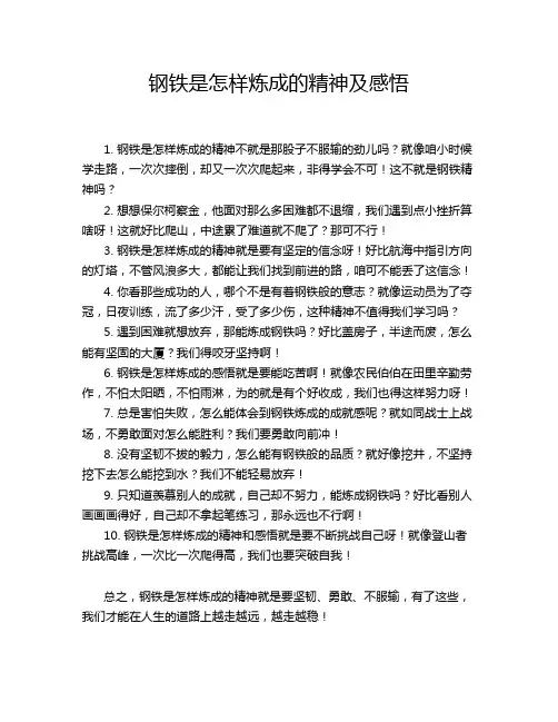 钢铁是怎样炼成的精神及感悟