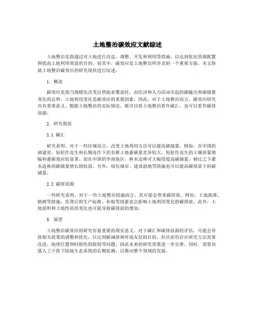 土地整治碳效应文献综述